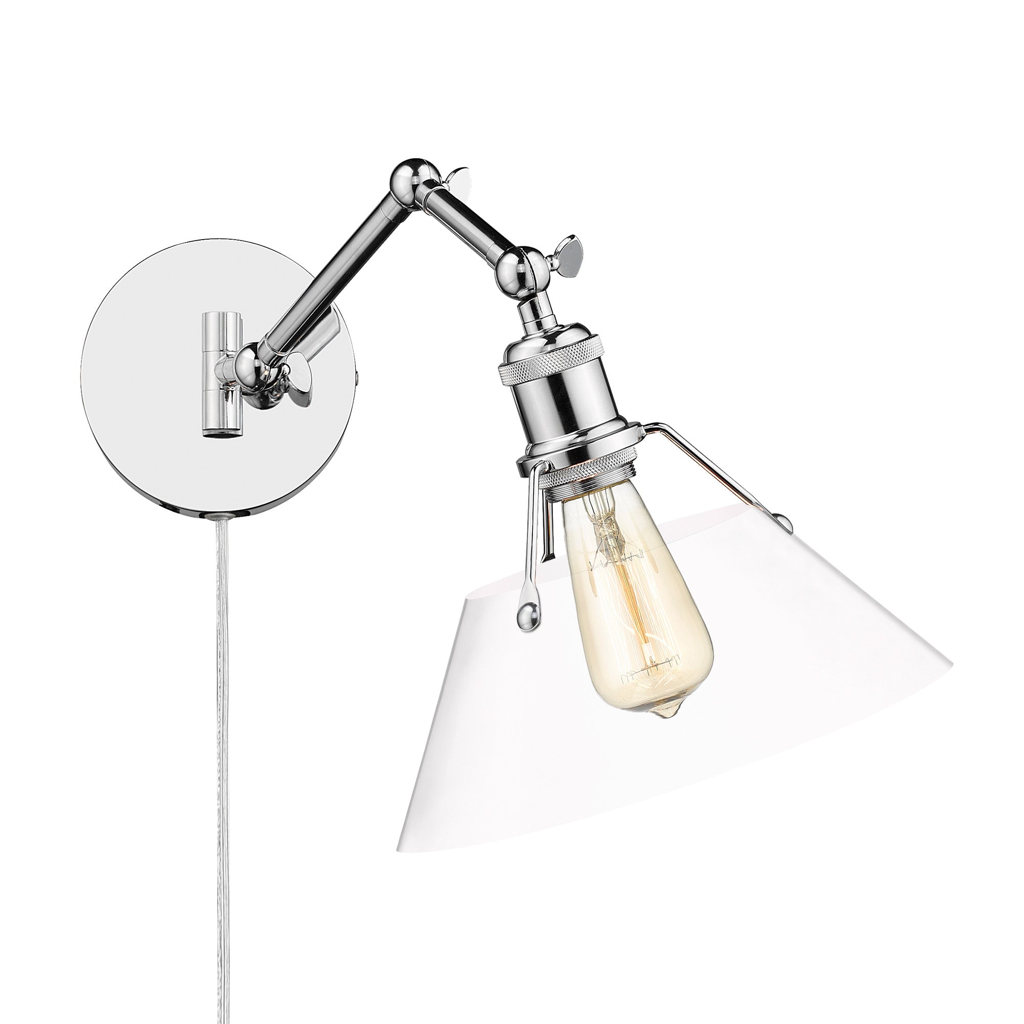 Orwell Articulating Wall Sconce in Chrome with Clear Glass - - Golden Lighting