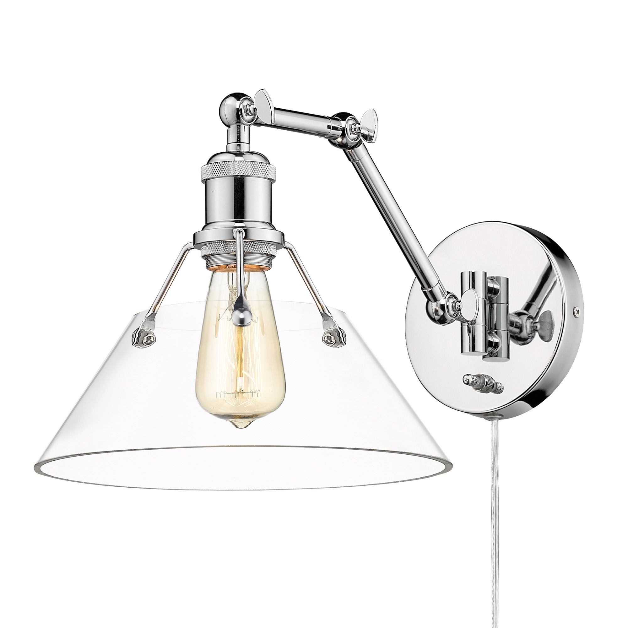 Orwell Articulating Wall Sconce in Chrome with Clear Glass - Default Title - Golden Lighting