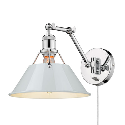Yep by Golden Lighting Orwell 1-light Swing Arm Wall Lamp in Chrome and Dusky Blue shade - - Golden Lighting