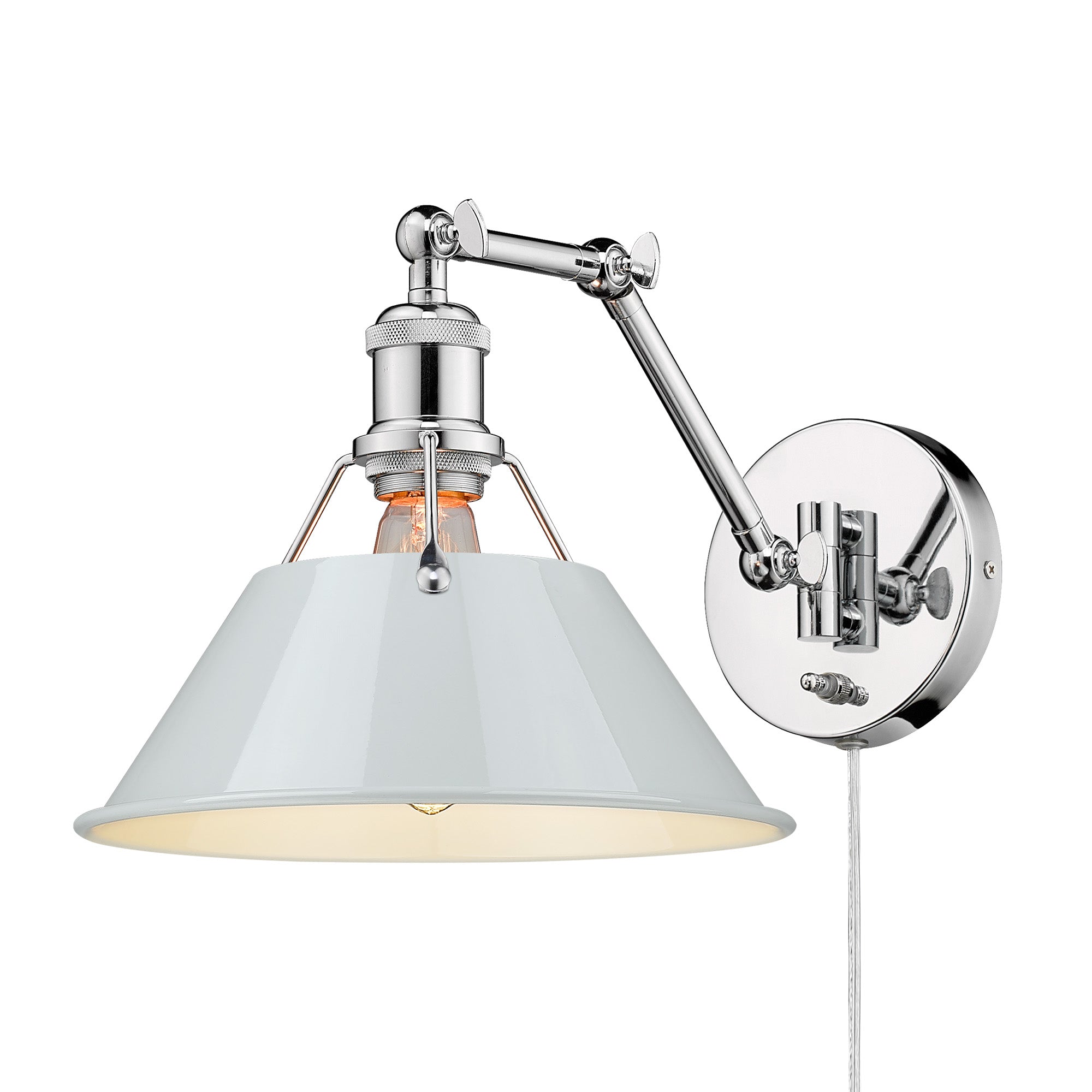 Yep by Golden Lighting Orwell 1-light Swing Arm Wall Lamp in Chrome and Dusky Blue shade - Default Title - Golden Lighting