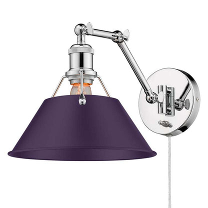 Yep by Golden Lighting Orwell 1-light Swing Arm Wall Lamp in Chrome and Exotic Purple shade - - Golden Lighting