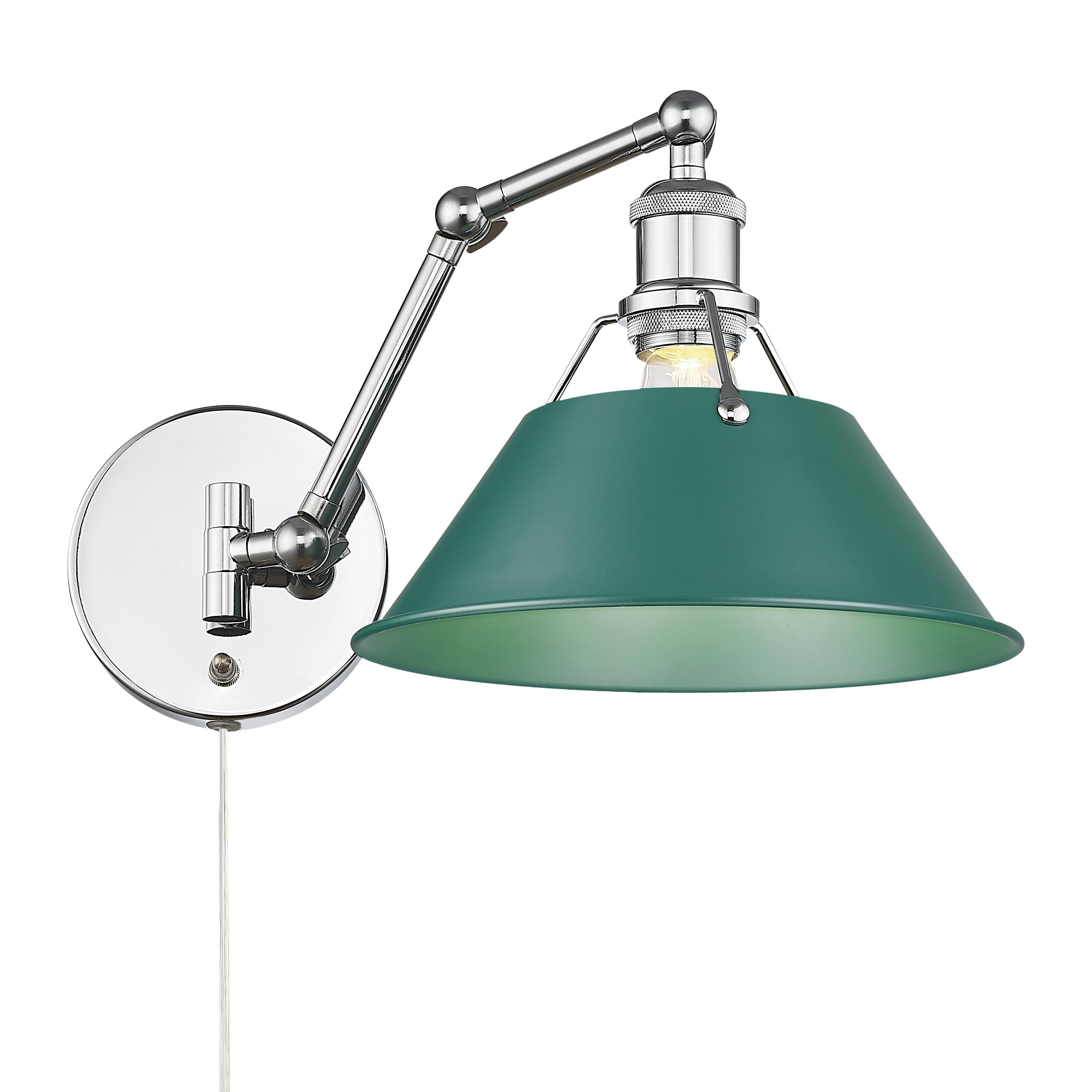 Orwell Articulating Wall Sconce in Chrome with Pine Green - Chrome / Pine Green / Green - Golden Lighting