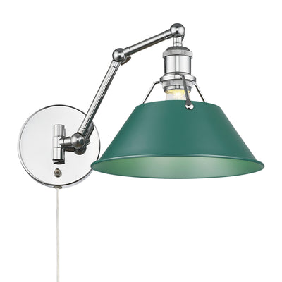 Yep by Golden Lighting Orwell 1-light Swing Arm Wall Lamp in Chrome and Pine Green shade - - Golden Lighting