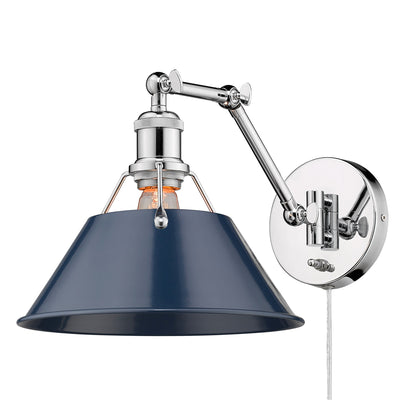 Yep by Golden Lighting Orwell 1-light Swing Arm Wall Lamp in Chrome and Navy Blue shade - Default Title - Golden Lighting