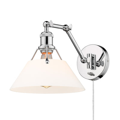 Yep by Golden Lighting Orwell 1-light Swing Arm Wall Lamp in Chrome and Opal Glass - - Golden Lighting