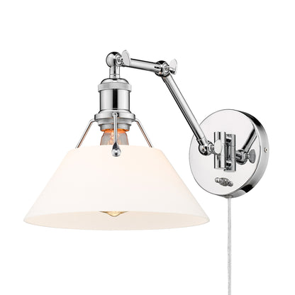 Yep by Golden Lighting Orwell 1-light Swing Arm Wall Lamp in Chrome and Opal Glass - Default Title - Golden Lighting