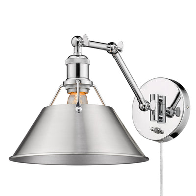 Yep by Golden Lighting Orwell 1-light Swing Arm Wall Lamp in Chrome and Pewter shade - Default Title - Golden Lighting