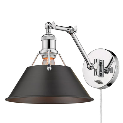 Yep by Golden Lighting Orwell 1-light Swing Arm Wall Lamp in Chrome and Rubbed Bronze shade - Default Title - Golden Lighting