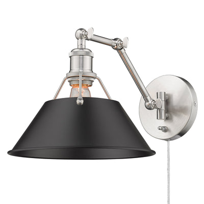 Yep by Golden Lighting Orwell 1-light Swing Arm Wall Lamp in Pewter and Matte Black shade - Default Title - Golden Lighting