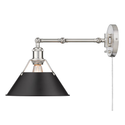 Yep by Golden Lighting Orwell 1-light Swing Arm Wall Lamp in Pewter and Matte Black shade - - Golden Lighting