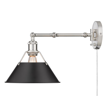 Yep by Golden Lighting Orwell 1-light Swing Arm Wall Lamp in Pewter and Matte Black shade