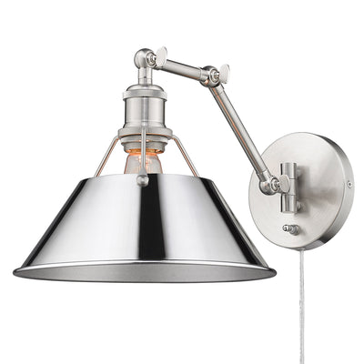 Yep by Golden Lighting Orwell 1-light Swing Arm Wall Lamp in Pewter and Chrome shade - Default Title - Golden Lighting