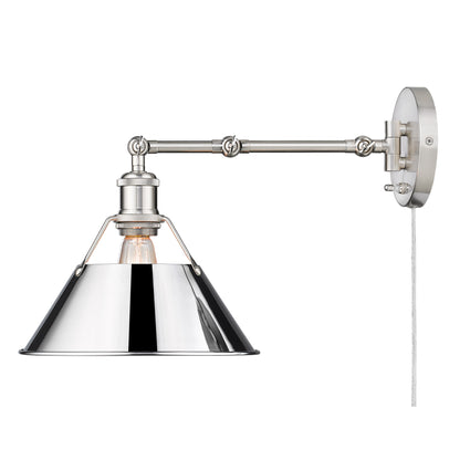 Yep by Golden Lighting Orwell 1-light Swing Arm Wall Lamp in Pewter and Chrome shade - - Golden Lighting