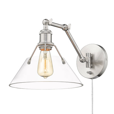 Yep by Golden Lighting Orwell 1-light Swing Arm Wall Lamp in Pewter and Clear Glass - - Golden Lighting