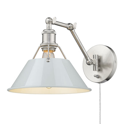 Yep by Golden Lighting Orwell 1-light Swing Arm Wall Lamp in Pewter and Dusky Blue shade - Default Title - Golden Lighting