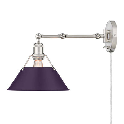 Yep by Golden Lighting Orwell 1-light Swing Arm Wall Lamp in Pewter and Exotic Purple shade - - Golden Lighting