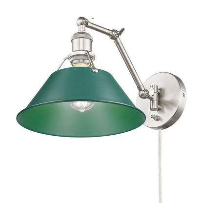 Yep by Golden Lighting Orwell 1-light Swing Arm Wall Lamp in Pewter and Pine Green shade - - Golden Lighting