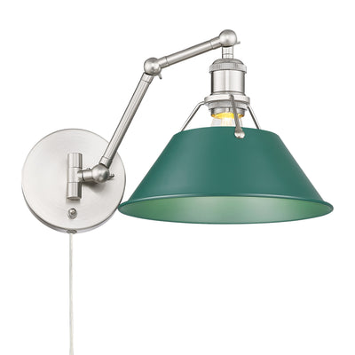 Yep by Golden Lighting Orwell 1-light Swing Arm Wall Lamp in Pewter and Pine Green shade - - Golden Lighting