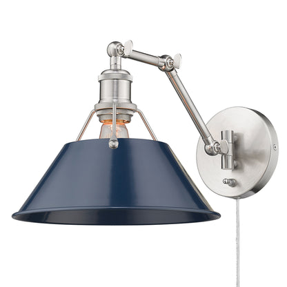 Yep by Golden Lighting Orwell 1-light Swing Arm Wall Lamp in Pewter and Navy Blue shade - - Golden Lighting