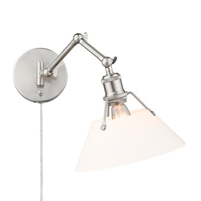 Yep by Golden Lighting Orwell 1-light Swing Arm Wall Lamp in Pewter and Opal Glass - Default Title - Golden Lighting