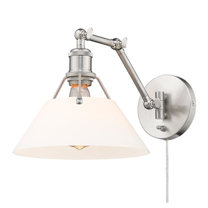 Yep by Golden Lighting Orwell 1-light Swing Arm Wall Lamp in Pewter and Opal Glass