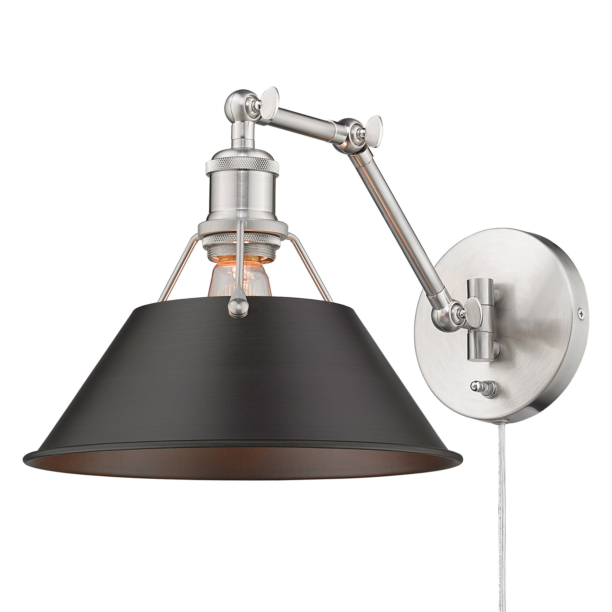 Yep by Golden Lighting Orwell 1-light Swing Arm Wall Lamp in Pewter and Rubbed Bronze shade - Default Title - Golden Lighting