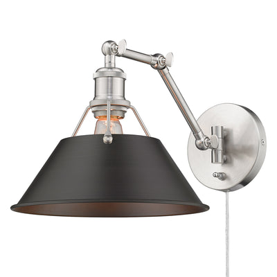 Yep by Golden Lighting Orwell 1-light Swing Arm Wall Lamp in Pewter and Rubbed Bronze shade - Default Title - Golden Lighting