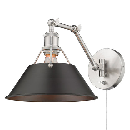 Yep by Golden Lighting Orwell 1-light Swing Arm Wall Lamp in Pewter and Rubbed Bronze shade - Default Title - Golden Lighting