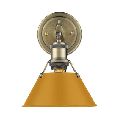 Yep by Golden Lighting Orwell 1-light Vanity in Aged Brass and Auric Yellow shade - - Golden Lighting
