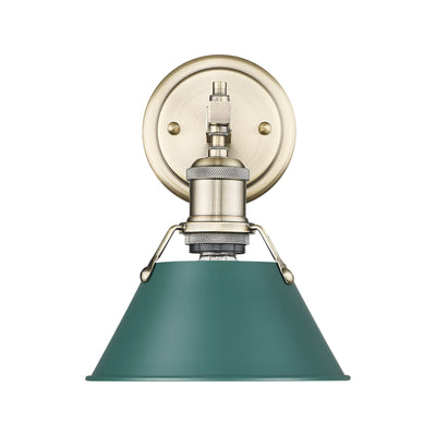 Yep by Golden Lighting Orwell 1-light Vanity in Aged Brass and Pine Green shade - - Golden Lighting
