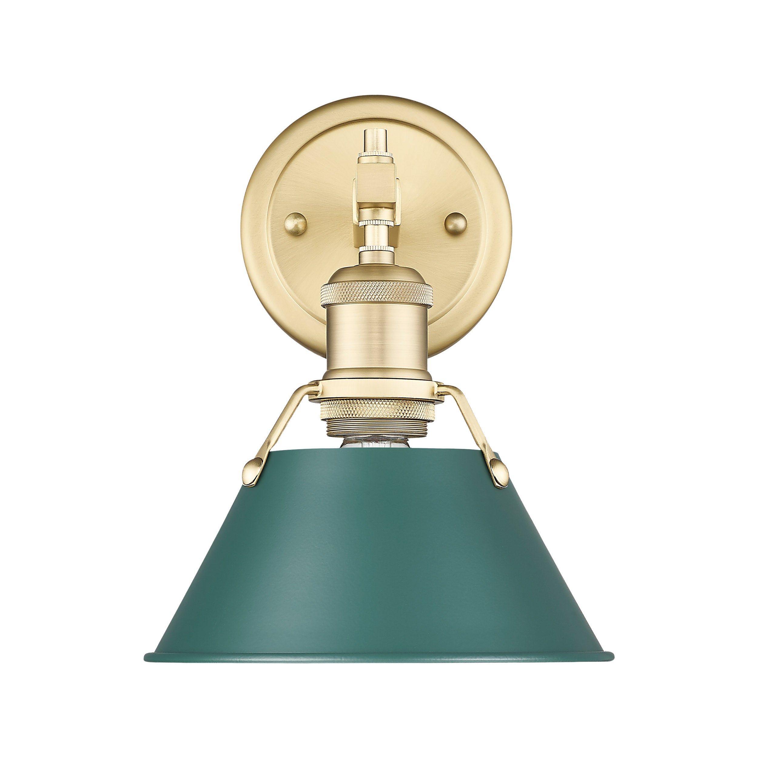 Yep by Golden Lighting Orwell 1-light Vanity in Brushed Champagne Brass and Pine Green shade - - Golden Lighting