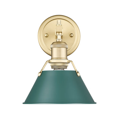 Yep by Golden Lighting Orwell 1-light Vanity in Brushed Champagne Brass and Pine Green shade - - Golden Lighting