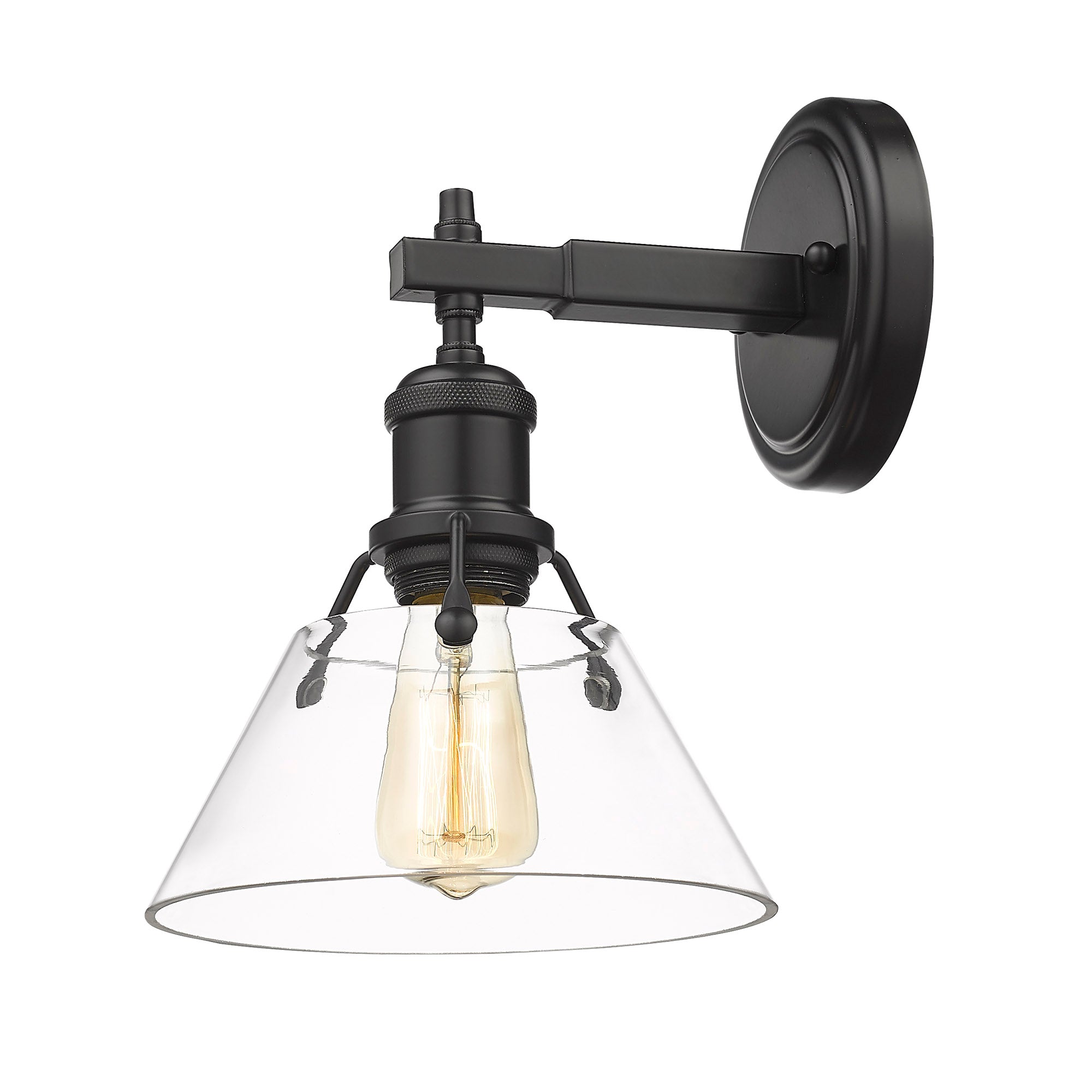 Yep by Golden Lighting Orwell 1-light Vanity in Matte Black and Clear Glass - - Golden Lighting