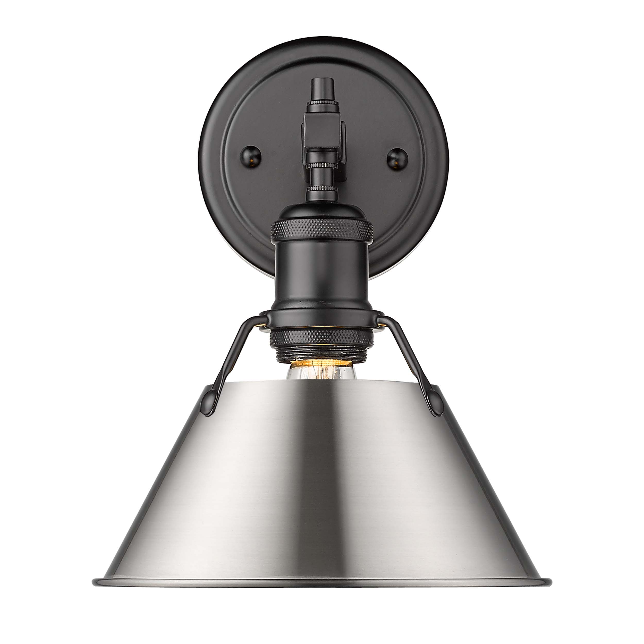 Yep by Golden Lighting Orwell 1-light Vanity in Matte Black and Pewter shade - - Golden Lighting