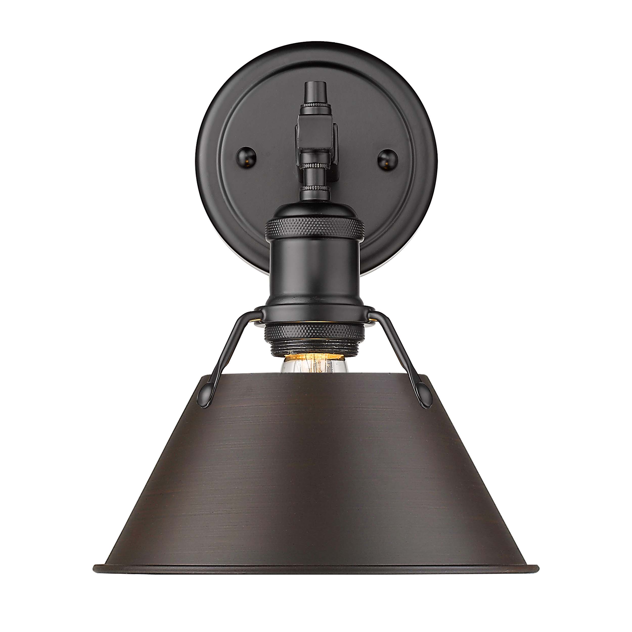 Yep by Golden Lighting Orwell 1-light Vanity in Matte Black and Rubbed Bronze shade - - Golden Lighting