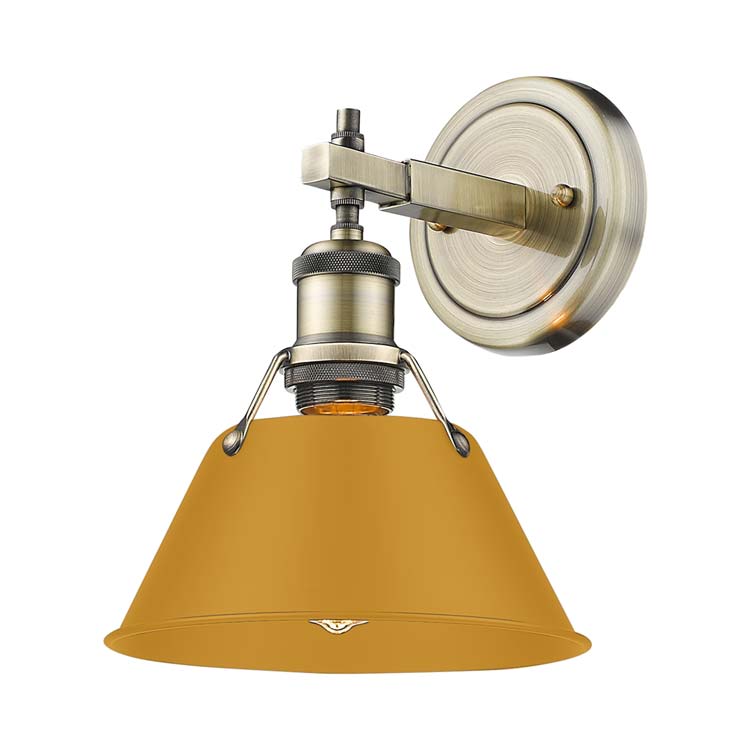 Yep by Golden Lighting Orwell 1-light Vanity in Aged Brass and Auric Yellow shade