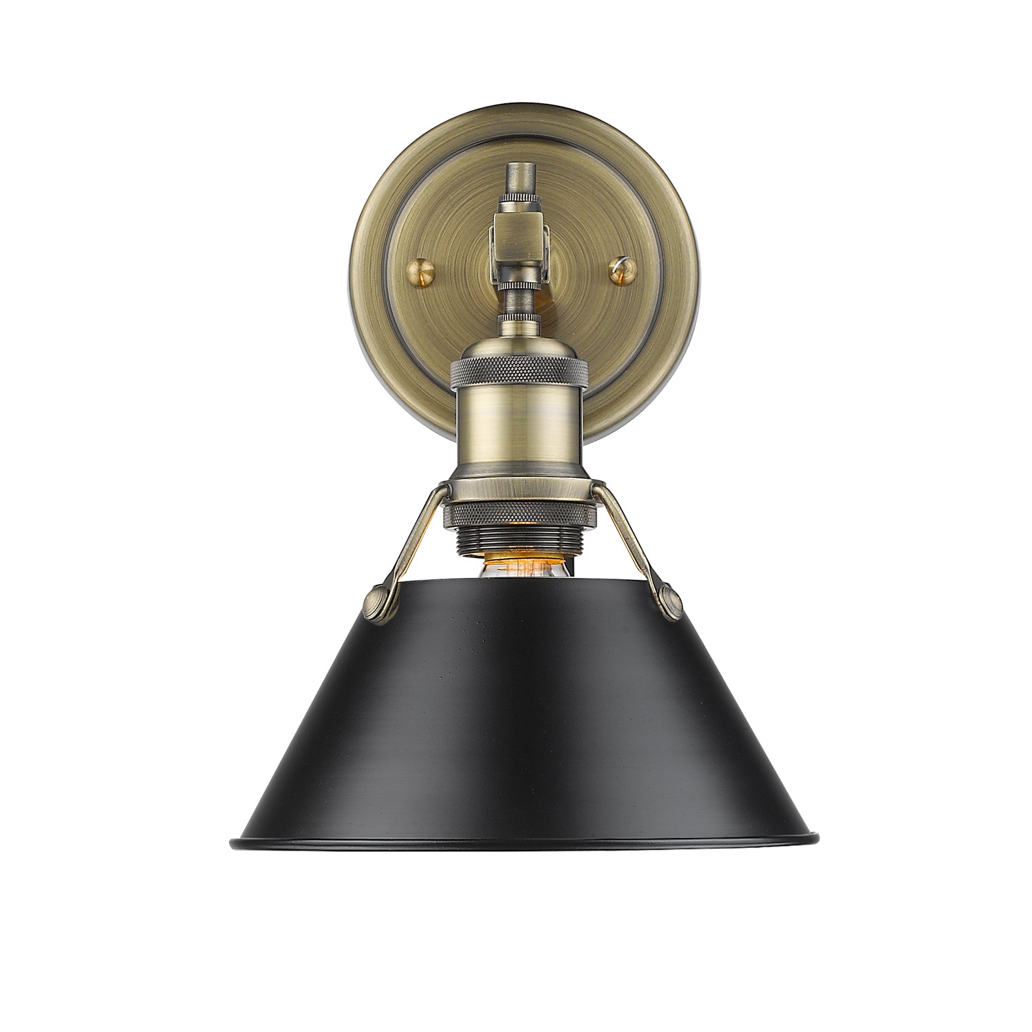 Orwell 1-Light Bath Vanity in Aged Brass with Matte Black - - Golden Lighting