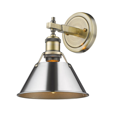 Orwell 1-Light Bath Vanity in Aged Brass with Chrome - Aged Brass / Chrome / Silver - Golden Lighting