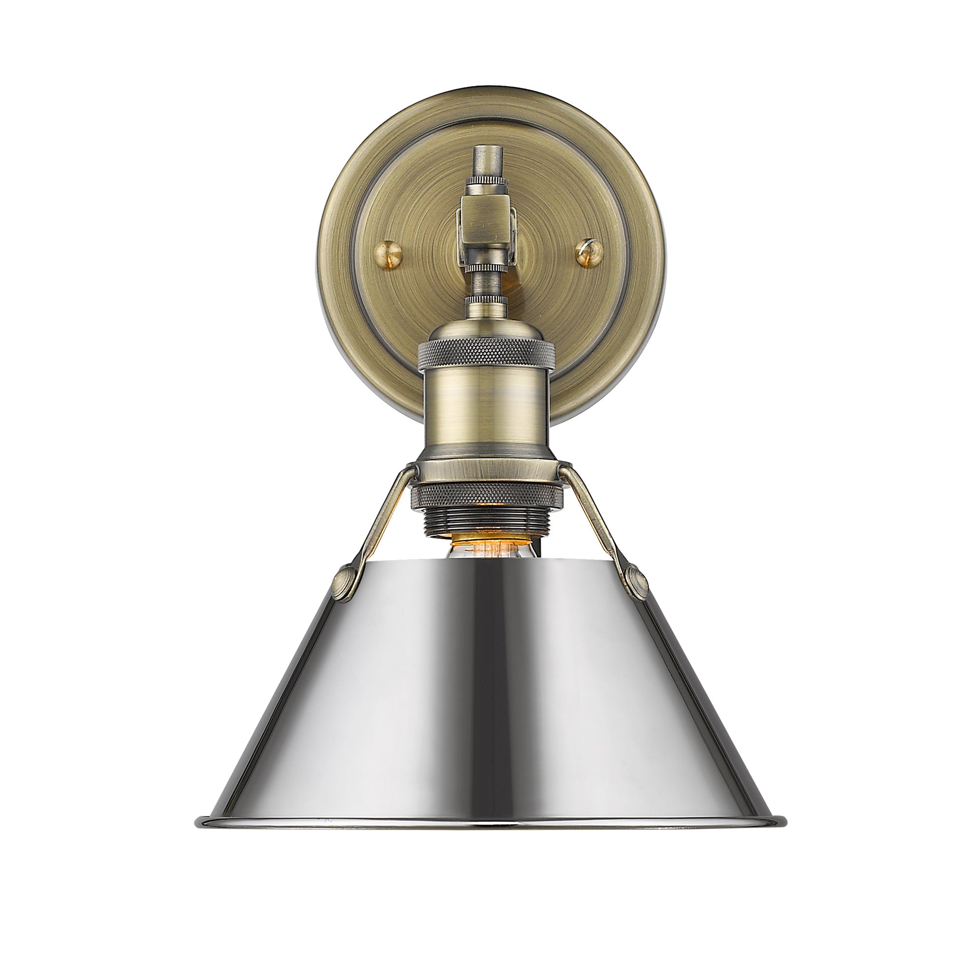 Orwell 1-Light Bath Vanity in Aged Brass with Chrome - - Golden Lighting