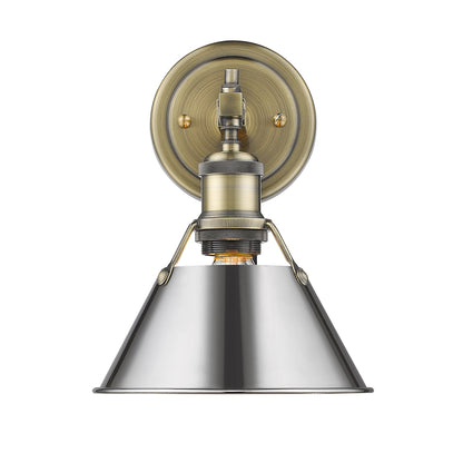 Orwell 1-Light Bath Vanity in Aged Brass with Chrome - - Golden Lighting