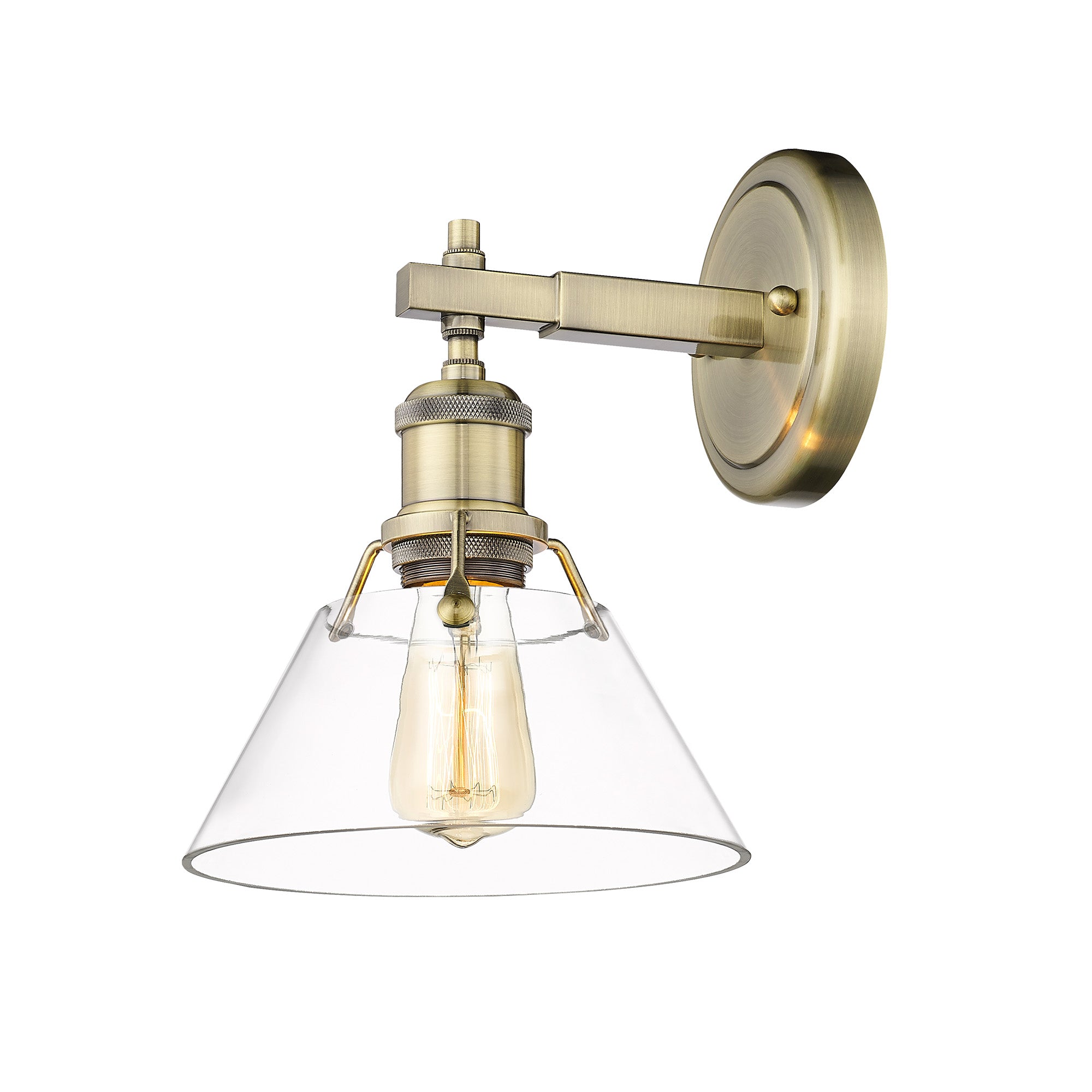 Orwell 1-Light Bath Vanity in Aged Brass with Clear Glass - Aged Brass / Clear Glass / Clear - Golden Lighting