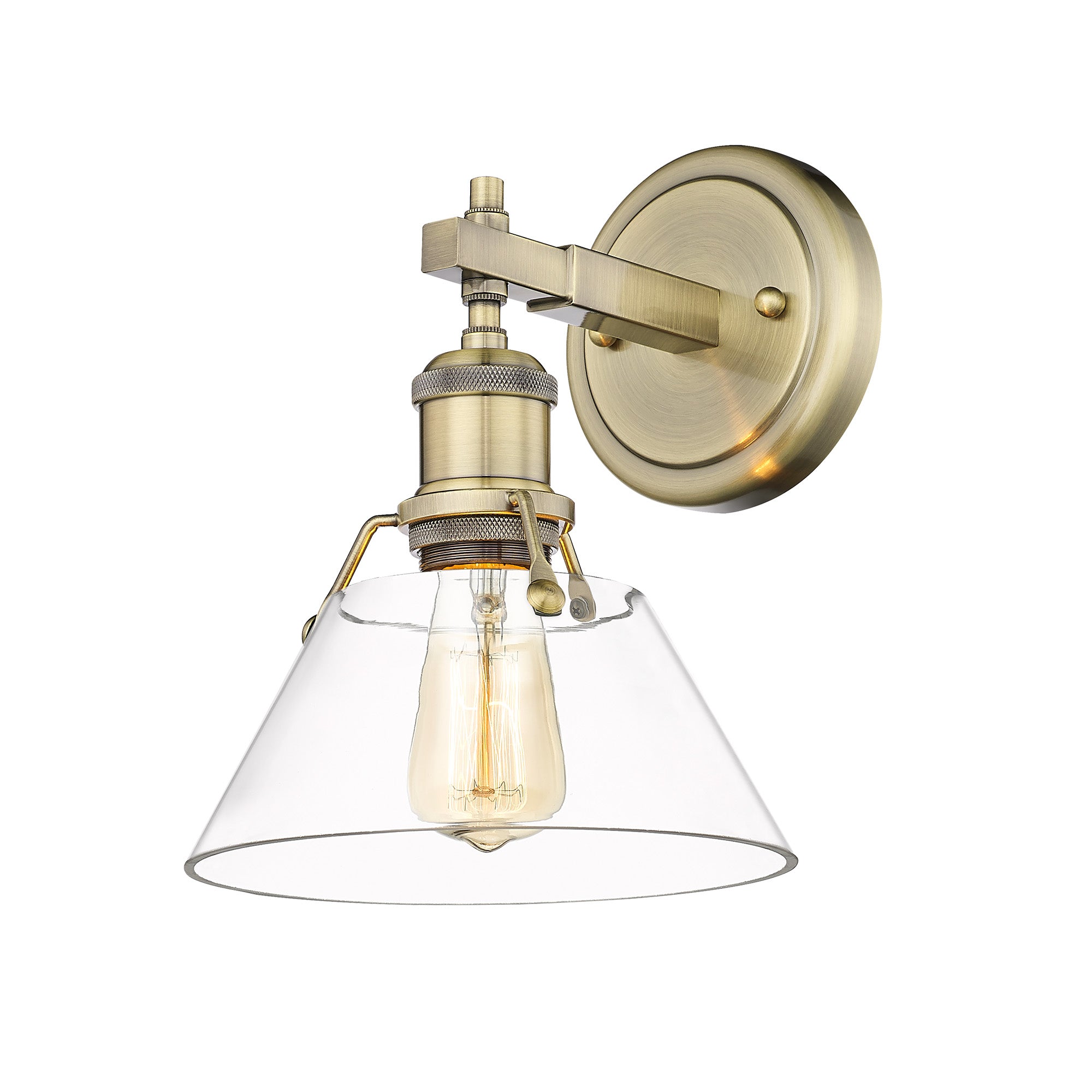 Orwell 1-Light Bath Vanity in Aged Brass with Clear Glass - - Golden Lighting