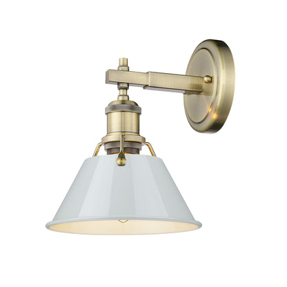 Orwell 1-Light Bath Vanity in Aged Brass with Dusky Blue - Aged Brass / Dusky Blue / Blue - Golden Lighting