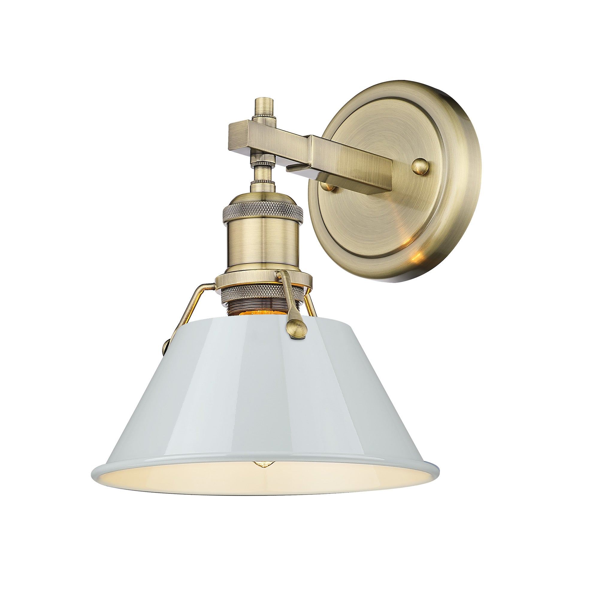 Orwell 1-Light Bath Vanity in Aged Brass with Dusky Blue - - Golden Lighting