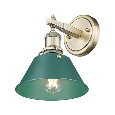 Yep by Golden Lighting Orwell 1-light Vanity in Aged Brass and Pine Green shade - Default Title - Golden Lighting