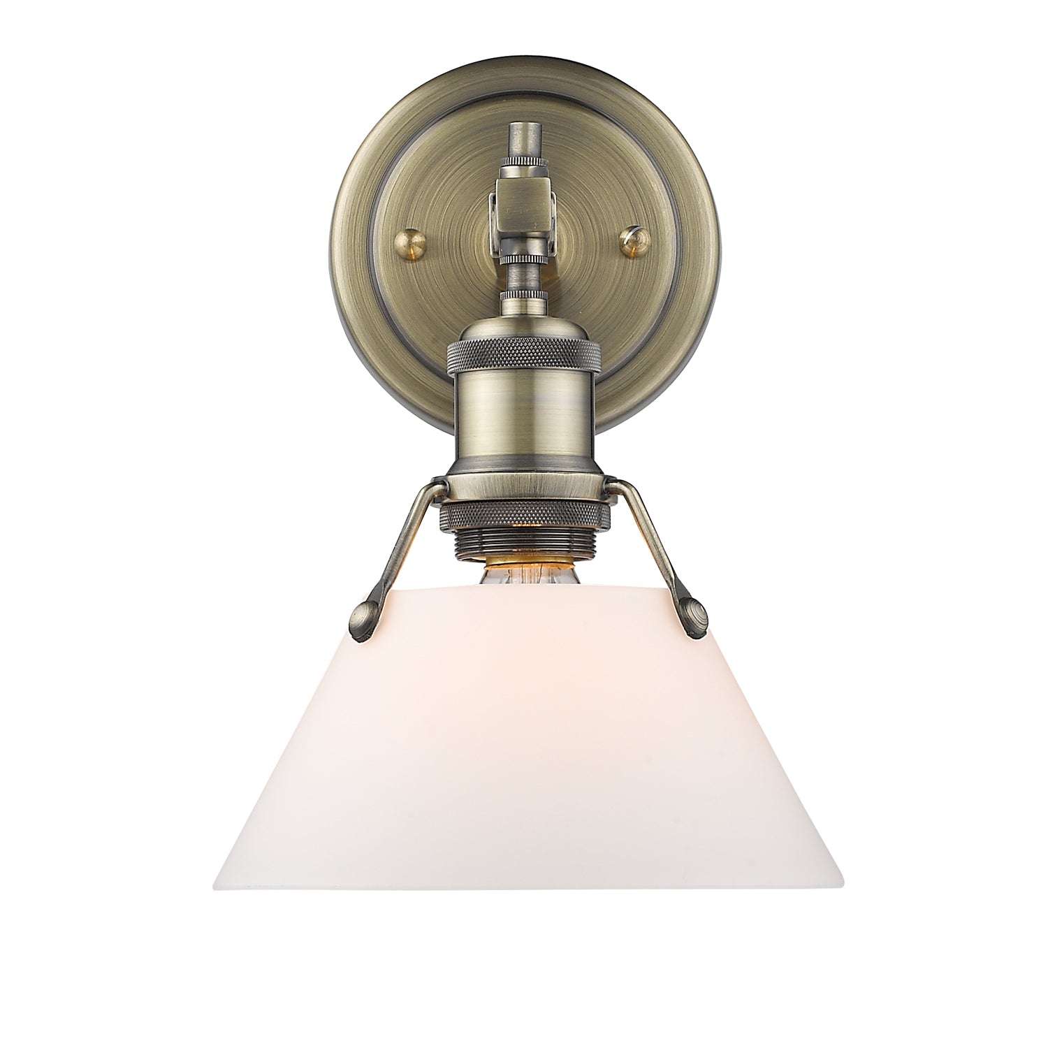 Orwell 1-Light Bath Vanity in Aged Brass with Opal Glass - - Golden Lighting