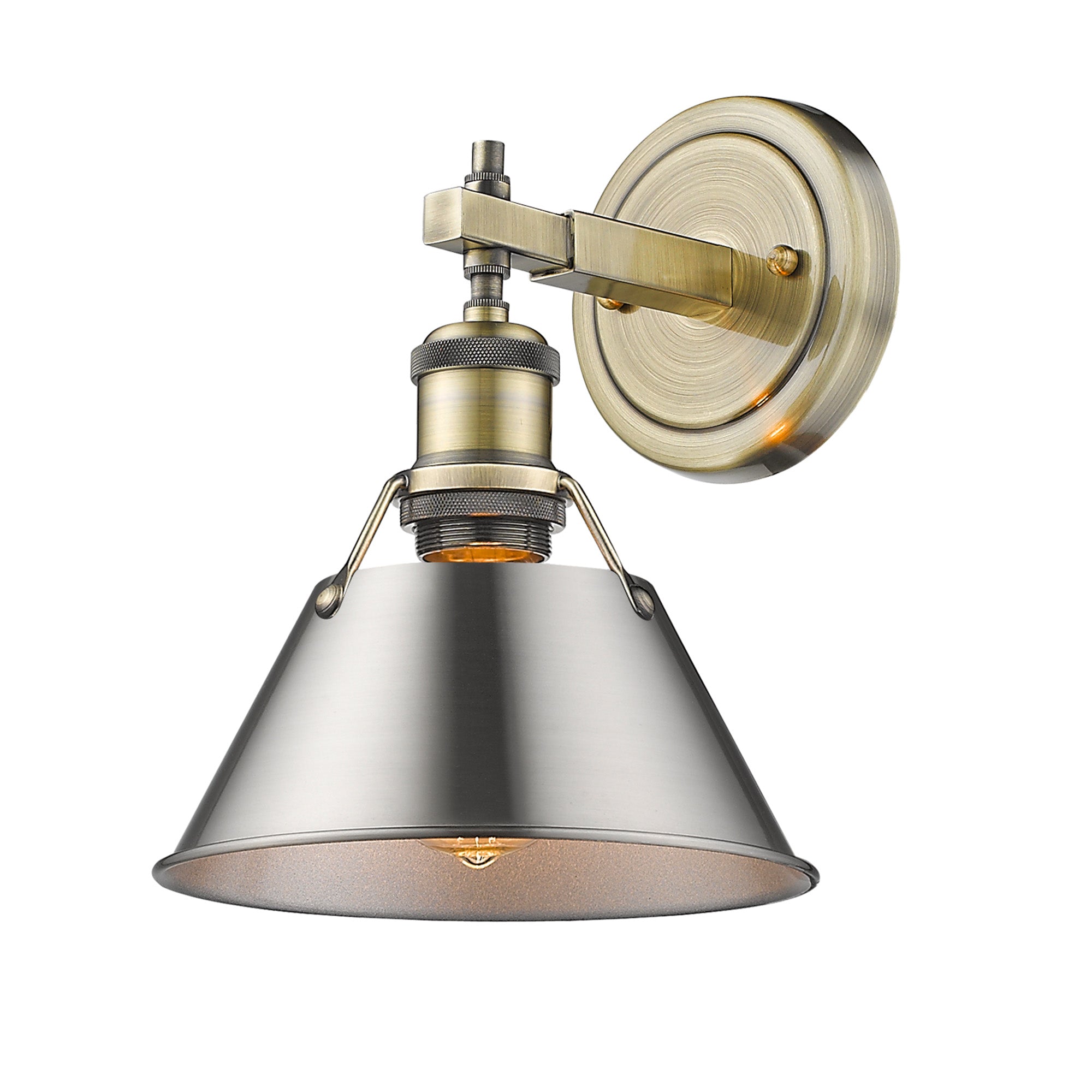Orwell 1-Light Bath Vanity in Aged Brass with Pewter - Default Title - Golden Lighting