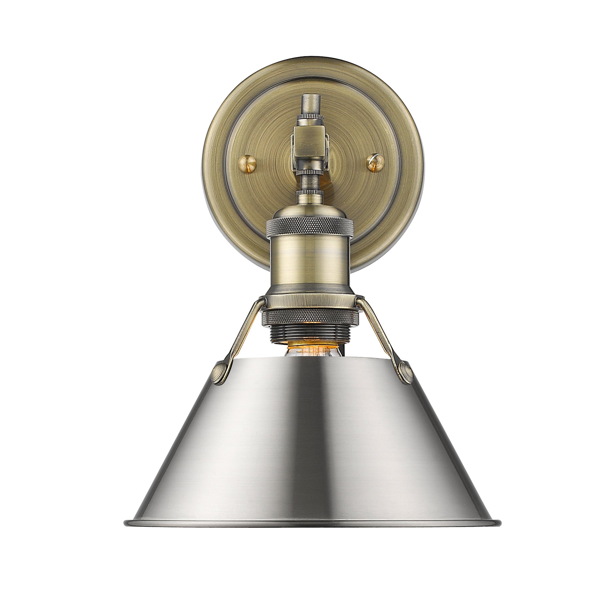 Orwell 1-Light Bath Vanity in Aged Brass with Pewter - - Golden Lighting