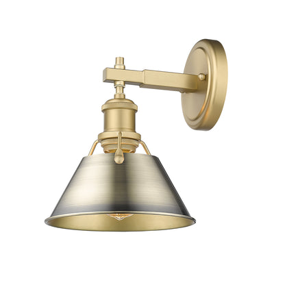 Yep by Golden Lighting Orwell 1-light Vanity in Brushed Champagne Brass and Aged Brass shade - - Golden Lighting