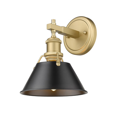 Yep by Golden Lighting Orwell 1-light Vanity in Brushed Champagne Brass and Matte Black shade - Default Title - Golden Lighting